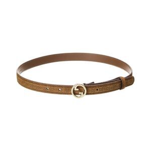 Gucci Blondie Thin Suede Belt, Brown